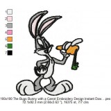 100x100 The Bugs Bunny with a Carrot Embroidery Design Instant Download